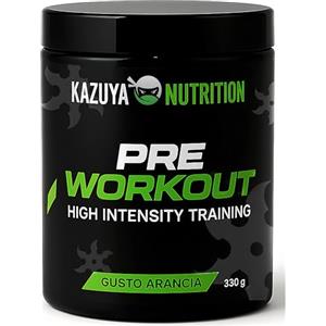 KAZUYA NUTRITION Pre Workout Avanzato 330g Arancia | 9 Ingredienti Con Creatina 3g, Acetil Carnitina, Citrullina, Arginina, Beta Alanina, Taurina Ginseng, Concentrazione,Performance Fisica,Allenamento
