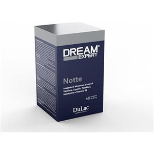 DULÀC FARMACEUTICI 1982 Dulàc - Dream Expert Notte 60 compresse, Integratore alimentare per rilassamento e regolazione del sonno, regola il benessere mentale. Con Melatonina, Valeriana, Luppolo, Passiflora e Vitamina B6.