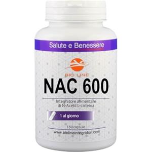 Laboratori Bio Line NAC 600 - Nac N-Acetil-Cisteina 600mg per Capsula (150 Capsule) Nac Integratore N Acetilcisteina Pura ad Alto Dosaggio
