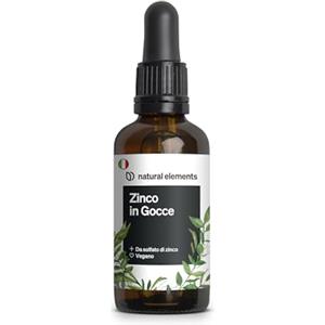 Natural elements 2450 Gocce di zinco ionico - 100 ml- (dose giornaliera 15 mg ) - Premium (solfato di zinco) - Senza alcool, testato in laboratorio, 100% vegano e prodotto in Germania