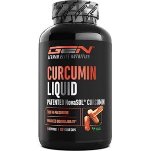 GEN GERMAN ELITE NUTRITION Curcuma NovaSol® - 120 capsule liquide - 1000 mg di curcumina per dose giornaliera - Con tecnologia brevettata NovaSOL® - Biodisponibilità 185 volte superiore grazie alla forma liquida - vegano