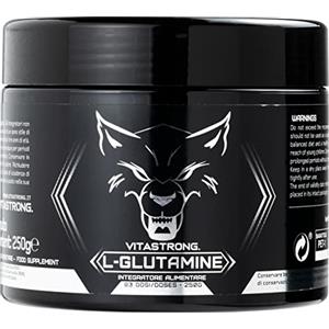 Vitastrong. Glutammina in Polvere Vitastrong 250g (83 Porzioni), 100% KYOWA Quality, Stimola GH Ormone della Crescita, L-Glutammina Senza Additivi Superflui per Post Workout Recupero Muscolare, Misurino Incluso