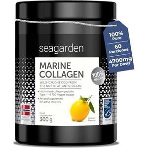 Seagarden Collagene Marino in Polvere - Collagene Idrolizzato Tipo I - 5000mg - Collagene Integratori per Capelli, Pelle, Ossa e Articolazioni - Non Aromatizzato - 300g - 60 porzioni