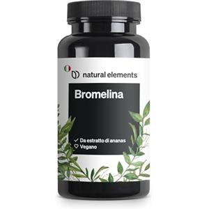 natural elements Bromelina - 400 mg (2500 GDU/g) - 90 capsule con rivestimento resistente ai succhi gastrici - estratto di ananas naturale - testato in laboratorio, alto dosaggio e prodotto in Germania