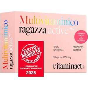 Vitaminact Multivitaminico Ragazza. L'unico Specifico per: Lo Studio, Memorizzare Più Velocemente, Più Focus Mentale, Stanchezza, Difese Immunitari, Sport, Energia. Vitamine e Minerali 100% Naturali. Italiano.