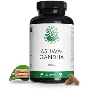 GREEN NATURALS Ashwagandha - Dose elevata: 2500 mg e 127 mg di Withanolidi - 2 mesi di fornitura (180 capsule) - 100% vegano e senza additivi - Green Naturals®