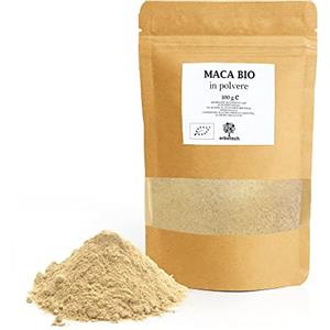 ERBOTECH, Maca Peruviana BIO in Polvere, Busta da 100 g, Ricca Fonte di Minerali, Vitamina B, Vitamina C, Vitamina E, Senza Glutine, Adatto a Vegetariani e Vegani
