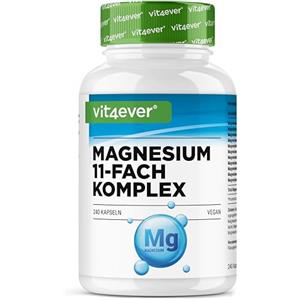 Vit4ever Complesso di magnesio - 240 capsule - A base di 11 composti di alta qualità - 408 mg di magnesio elementare per dose giornaliera - Altamente dosato - Vegano