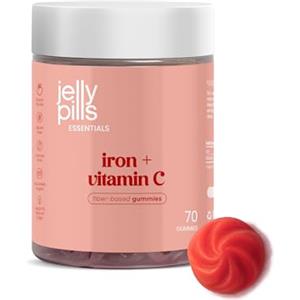 Jelly Pills Gommose al Ferro 28 mg + Vitamina C 30 mg - 70 Gummies Vegane - Senza Zuccheri Aggiunti - Gusto Frutti Rossi - Sostiene la Formazione dei Globuli Rossi, l'Energia e Riduce la Stanchezza