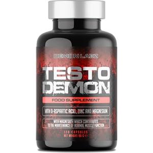 Demon Labz Testo Demon - Complesso di Zinco & Aminoacidi per uomini con Maca, Vitamine B ed Estratti Botanici - 120 Capsule (30 Porzioni)