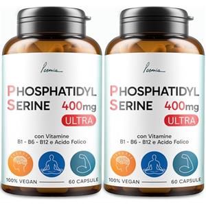 POEMIA Fosfatidilserina Pura Ps 400mg Cortisolo Memoria Concentrazione Integratore con Vitamina B1 (Tiamina) B6 B12 Acido Folico 2x60 Capsule bundle Poemia
