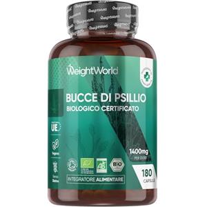 WeightWorld Bucce di Psillio Biologiche, 180 Capsule Vegane, 1400mg per Dose, 3 Mesi, Capsule con Psillio Polvere Bio da Semi di Plantago Ovata, Alternativa alla Psyllium Polvere, Senza Glutine, Prodotto in UE