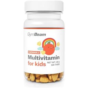 GymBeam Multivitaminico in Compresse Masticabili per Bambini - Caramelle Gommose con Vitamine A, D, E, K, B-Complex, C - Supporto Immunitario, Ossa, Vista - Gusto Arancia - Dai 3 Anni - 120 capsule