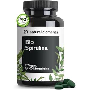 natural elements Spirulina Biologica - 500 compresse - 3000mg - vegana, ad alto dosaggio, senza additivi inutili
