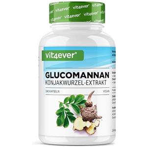 Vit4ever Glucomannano dalla radice di konjac - 240 capsule - Dosaggio elevato con 4200 mg per porzione giornaliera - Ottimizzato con cromo - Vegan