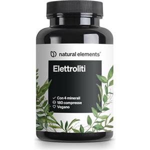 natural elements Compresse di elettroliti - 180 compresse con magnesio, calcio, sodio e cloruro - con magnesio per l'equilibrio elettrolitico e la funzione muscolare - adatto per la dieta chetogenica