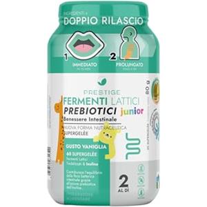 Prestige Fermenti Lattici Prebiotici JUNIOR, 60 Supergelée Vaniglia - Per Bambini con Inulina 250 mg + 6 Mld Fermenti Tindalizzati - Vitamina C, B2, B12 e Zinco - Per Intestino e Sistema Immunitario