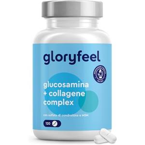 Gloryfeel Glucosamina Condroitina MSM, Integratore 6-in-1 con Collagene e Acido Ialuronico, 120 Compresse per 2 Mesi, Articolazioni, Cartilagine e Ossa, Prodotto in Germania, Senza Glutine e Lattosio