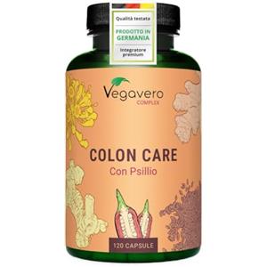 Vegavero COLON CARE | 120 capsule | 100% Naturale con Psillio, Zenzero, Finocchio e Fermenti Lattici | Prodotto in Germania | Vegan e Senza Additivi | Vegavero