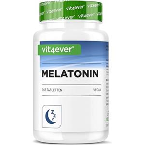Vit4ever Melatonina - 365 compresse - 0,5 mg per dose giornaliera (1/2 compressa) - Senza additivi indesiderati - Altamente dosata - Vegan