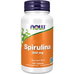 Now Foods, Spirulina, 500 mg, 100 Compresse vegane, Testato in Laboratorio, Senza Soia, Senza Glutine, Vegetariano, Non OGM