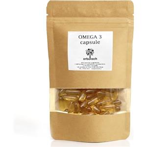 ERBOTECH Omega 3 in Capsule, Confezione da 100 g, circa 70 Compresse di Olio di Pesce, Integratore Alimentare con Acidi Grassi per Controllare Colesterolo e Trigliceridi