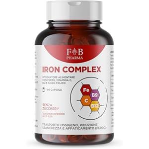 F B PHARMA FB PHARMA - Integratore Ferro + Acido Folico + Vitamina C + Vitamina b12 - Iron Complex 90 compresse per CARENZE | SISTEMA IMMUNITARIO | RIDUZIONE STANCHEZZA E AFFATICAMENTO