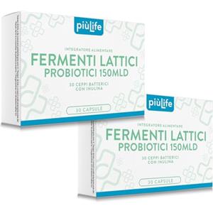 +LIFE Fermenti Lattici Probiotici per Intestino PiùLife - 30 Ceppi con 450 mg di Inulina per Dose - Probiotico con Prebiotico ad Alto Dosaggio per l'Equilibrio della Flora Batterica - 60 Capsule