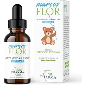 GENIC PHARMA Marcos Flor Fermenti Lattici Bambini, Probiotici Bambini in gocce a base di fermenti lattici vivi, Favorisce l'equilibrio della flora batterica intestinale e delle difese immunitarie bambini e adulti