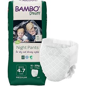 Bambo Nature - Mutandine da notte Dreamy per bambini, alta qualità, 10 pezzi, taglia Medium, unisex, riutilizzabile, bianche
