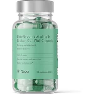 Noop Spirulina clorella - Premium Spirulina compresse, polvere e 60 capsule - Alta qualità, 100% privo di additivi, prodotte in Svezia - per persone attente alla salute, vegani