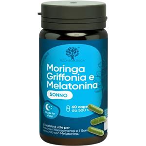 RedMoringa Integratore Melatonina per Dormire con Griffonia 5-HTP | FORMULA UNICA al Mondo 100% Naturale per Sonno e Rilassamento | Melatonina, Griffonia, Moringa, Valeriana | 2 Mesi 60 Capsule | RedMoringa