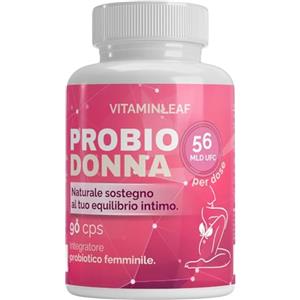VITAMINLEAF Probiotici Donna Flora Intima 90 Capsule 56 Miliardi UFC/dose - Con fermenti lattici Lactobacillus Crispatus, Rhamnosus per Candida Vaginosi e Gonfiore Addominale