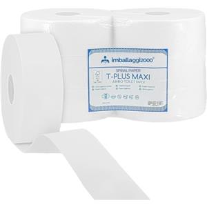 IMBALLAGGI 2000 - Carta Igienica Maxi Jumbo, 2 Veli Pura Cellulosa Eco Molto Morbida e Resistente Compatibile con Dispenser (18, 1219 Strappi)