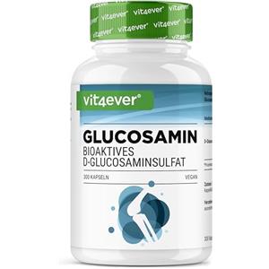 Vit4ever Glucosamina 900mg - 300 capsule - solfato di D-glucosamina bioattivo da fermentazione - senza additivi indesiderati - dose elevata - vegano
