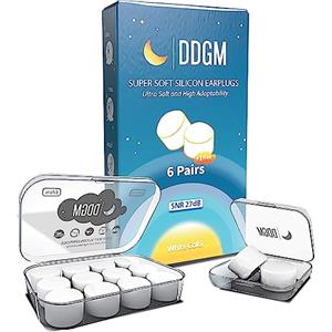 DDGM 12+2 Tappi orecchie dormire antirumore per antirussamento donna, uomo, piscina, fai da te. SNR 27dB in silicone ipoallergenico e malleabile. Viaggio accessori utili.