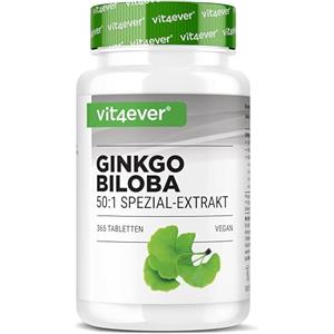 vit4ever Ginkgo Biloba 6000 mg - 365 Compresse - Estratto Premium: con Flavonglicosidi + Ginkgolidi-Lattoni Terpenici e privo di Acido Ginkgolico - Alto dosaggio - Vegano