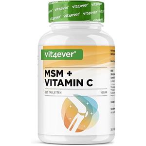 Vit4ever MSM 2000mg - 365 compresse - Con vitamina C naturale da acerola - Senza additivi - Fornitura per 6 mesi - Altamente dosato - Vegan