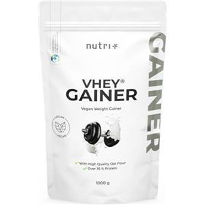 Nutri + Weight Gainer Vegan 1 kg Neutro - Vhey Gainer Massa senza Zucchero, Creatina e Maltodestrina - Senza Lattosio + alto Contenuto calorico 1000 g