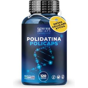 VIVACAPS Polidatina pura 120 mg alto dosaggio 120cps 1 al giorno per 4 mesi, Polidatina integratore attiva le sirtuine e favorisce la difesa cellulare con proprietà antiossidanti - Made in Italy