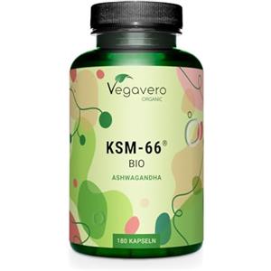 Vegavero Ashwagandha KSM-66 Pura BIO | 600 mg per dose giornaliera | Alto Dosaggio di Withania Somnifera con 5% di Withanolidi | 180 capsule: 3 Mesi | Vegan e Senza Additivi | Vegavero