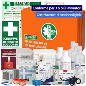 ONFARMA Farma2 Digit Polso con misuratore di pressione digitale da polso Cassetta pronto soccorso Cassetta medica conforme DM 388 allegato 1 per aziende con 3 o più lavoratori