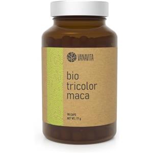 VanaVita Maca Tricolore BIO 90 Capsule, 1300 mg, Maca Nera, Maca Gialla, Maca Rossa, Estratto di Ginseng Peruviano, Superfood, Appartiene agli Adattogeni, la Salute Generale e il Benessere Mentale