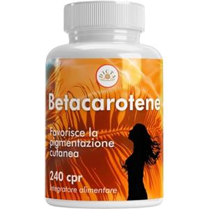 DICTA PHARMA Betacarotene per Abbronzatura Forte 240 Compresse - Con Vitamina C, E, B2, Selenio e Rame - Carotene Integratore Sole, Pelle Made in Italy