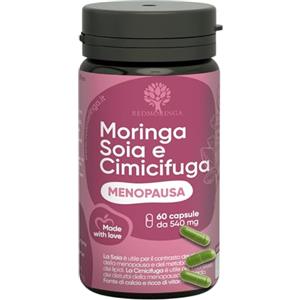 RedMoringa Integratore Cimicifuga Menopausa con Moringa BIO e Estrogeni Naturali contro le Vampate di Calore | Formula Menopausa Avanzata | Isoflavoni di Soia, B12, D3, B6, Salvia | 60 Capsule Veg. - RedMoringa
