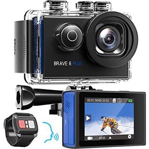 AKASO Action Cam 4K 20MP Action Camera WiFi 40M Fotocamera Subacquea Impermeabile EIS Touch Screen con 8x Zoom Controllo Vocale Telecomando Fotocamera Casco con 2 Batterie da 1350mAh