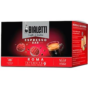 Bialetti Caffè d'Italia, Box 48 Capsule, Roma, Intensità 9, Compatibili con Macchine Bialetti sistema chiuso, 100% Alluminio
