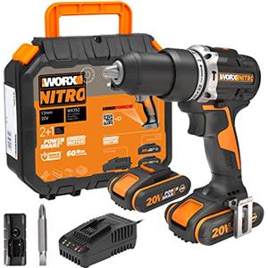 WORX WX352 Trapano avvitatore con percussione brushless 60nm-20V con 2.0 batterie da 2.0Ah