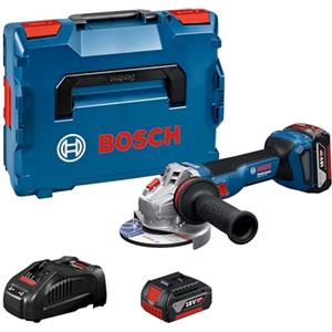 Bosch Professional 18V System Smerigliatrice angolare a batteria GWS 18V-11 S (diametro disco 125 mm, incl. 2 batterie GBA 5.0Ah, caricabatteria GAL 1880, L-BOXX)