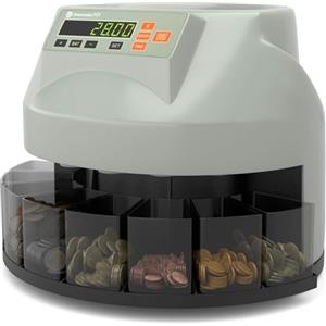 Detectalia M5 - Contamonete con conteggio del valore e selezione automatica delle monete euro miste - Separa le monete e Con uscita per stampante
